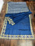 Blue Heavy Work Embroidery Silk Saree With Designer Blouse