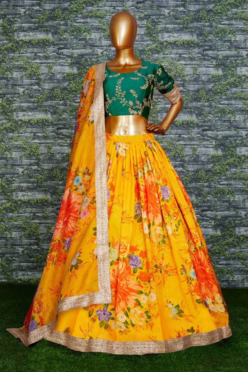 Stunning Floral Printed Lehenga Cholii With Dupatta For Party Wear