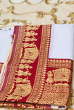 Beautiful White Soft Lichi Silk Saree With Jacquard Border For Party Wear