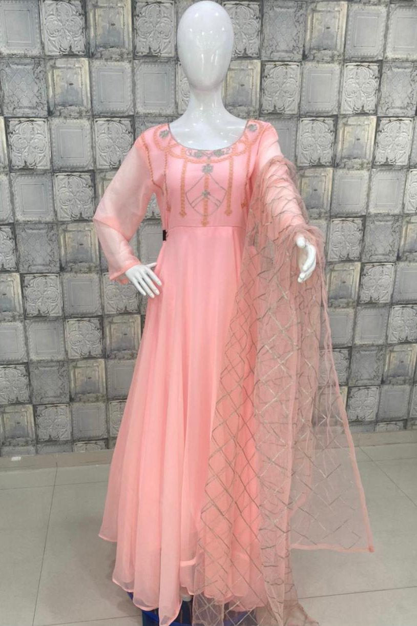 Awesome Heavy Georgette Umbrella Flared Gown For Party Wear