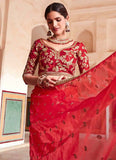 Weddingwear Stylish Red Colored Organza Base Saree