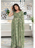 Stylish Partywear Green Georgette Saree