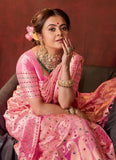 Light Pink Lichi Silk Saree