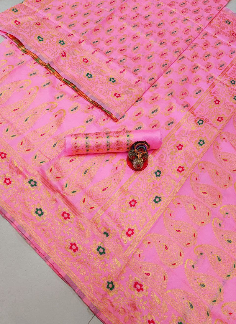 Light Pink Lichi Silk Saree