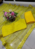 Designer Yellow Sabyasachi inspired Bollywood Saree in Heavy Butterfly Net