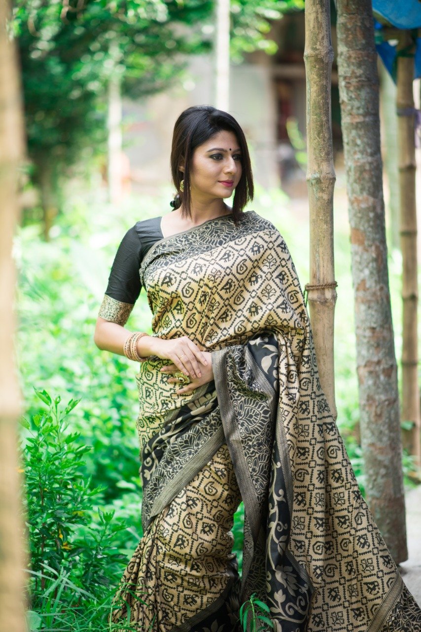 Heavy Full Printed Designed Silk Saree