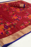 Party Wear Pure Jamdani Saree With Zari Woven Work For Women