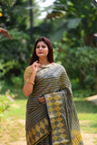 Beautiful Striped Printed Jari Border saree