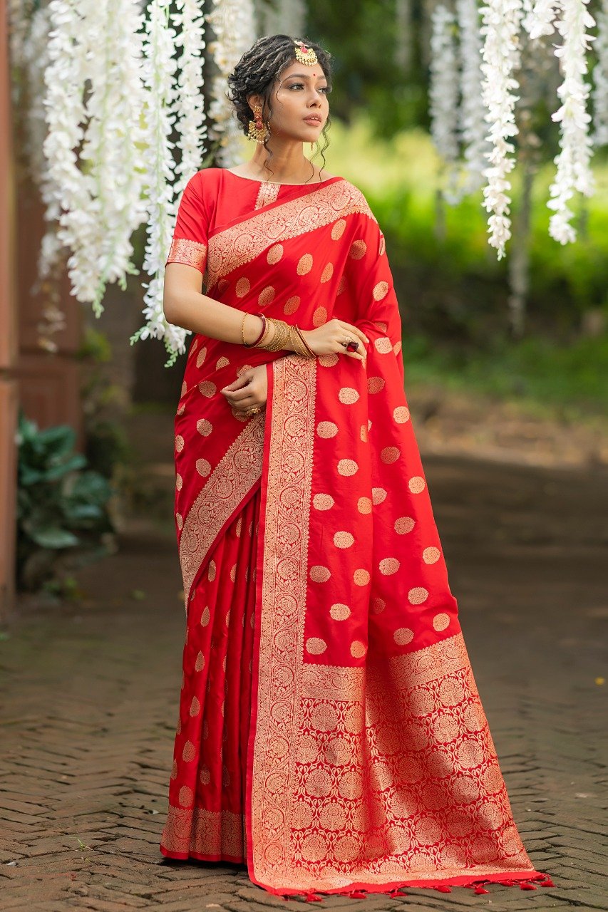 Red Designer Party Wear Silk Saree - Vasu Sarees - 3451069