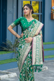 Green Color Banarasi Saree For Party Wear