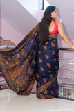 Stunning Blue Color Zari Woven All Over Worked Nylon Saree