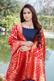 Red Banarasi Dupatta With Designer Lehenga And Choli