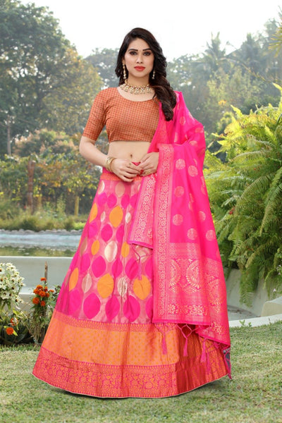 Buy online Yellow Semi-stitched Banarasi Lehenga from ethnic wear for Women  by Fabcartz for ₹699 at 77% off | 2023 Limeroad.com