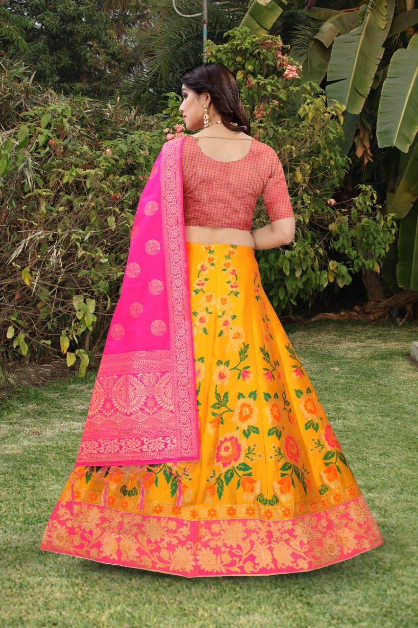Embellished Semi Stitched Banarasi  Lehenga Choli