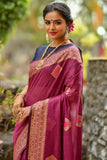 Heavy Designed Border Saree With Fancy Blouse