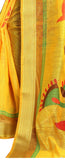 Yellow And Red Beautiful Combination Linen Saree