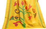 Yellow And Red Beautiful Combination Linen Saree