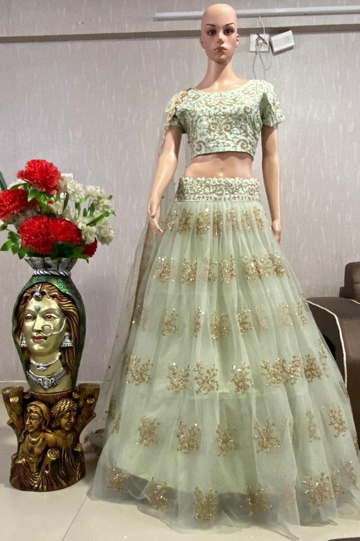 Designer Party Wear  Heavy Sequence & Lace Work Lehenga Choli With Dupatta