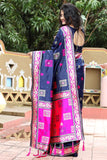 Pink And Blue Jacquard Silk Saree With Rich Pallu For Women