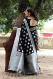 Lotus Woven Handloom Design Jacquard Silk Saree For Party Wear
