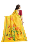 Yellow And Red Beautiful Combination Linen Saree