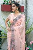 Party Wear Embroidery Rose Worked  Georgette Saree