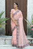 Party Wear Embroidery Rose Worked  Georgette Saree