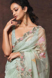 Heavy Organza Silk With Multi Embroidery Work Party Wear Saree