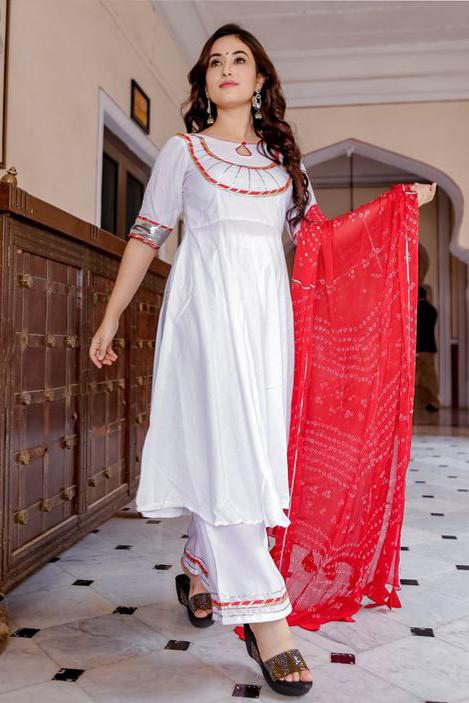 Navy Blue Long Cotton Kurta with Palazzo Designer Layered Anarkali Kur –  Lady India