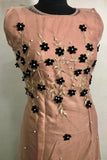 Brown Colored Crop Top With Applic Flower Work With Bottom And Koti