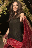 Beautiful Black Colored Kurti And Sharara Set With Lace Border And Bandhej Dupatta