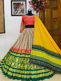 Lehenga Choli for Party Wear . Heavy Butter Silk Print & handmade Chaniya Choli for Girls. Navratri Dandiya Dress. Festival Dress