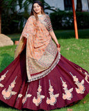 Maroon Lehenga Choli Embellished With Sequins And Thread