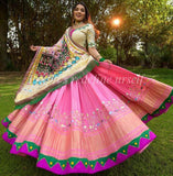 Baby Pink Color Georgette Fabric Printed Crop Top Lehenga Choli