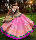 Baby Pink Color Georgette Fabric Printed Crop Top Lehenga Choli