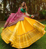 Delightful Yellow Color Soft Net Base Heavy Thread And Sequins Work Lehenga Choli