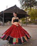 Indian Rajasthani Designer Bandhej Silk Lehenga Bandhej Choli with Heavy Aari Work Gota Patti Lace Border