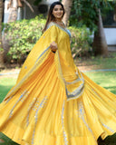 Yellow And Sky Blue Colour With Mirror Work Haldi Special Lahega Choli