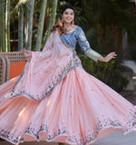 Glowing Pink Colored Partywear Embroidered Silk Lehenga Choli