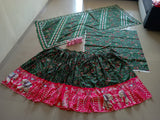 Green And Pink Colour Mirror Work Lahenga Choli