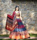 Functional Wear Peach Color Real Mirror Work Soft Net Lehenga Choli