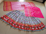 Digital Printed Organza Lehenga in Light Blue