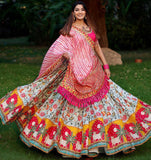 Digital Printed Organza Lehenga in Light Blue