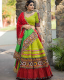 Navratri Special Embroidered Taffeta Silk Lehenga in Black