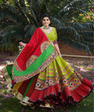 Navratri Special Embroidered Taffeta Silk Lehenga in Black