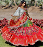 Taffeta Silk Lehenga Choli With Heavy Embroidery Sequences Work And Georgette With Four Side Lace Border Dupatta For Women, Tall girl chanya