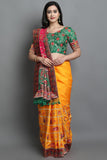 Yellow And Pink Colored Embroidery And Stone Worked Patola Saree