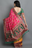 Yellow And Pink Colored Embroidery And Stone Worked Patola Saree