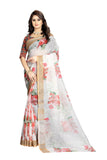 Pure Linen saree With  Beautiful Printed Blouse