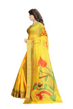 Yellow And Red Beautiful Combination Linen Saree